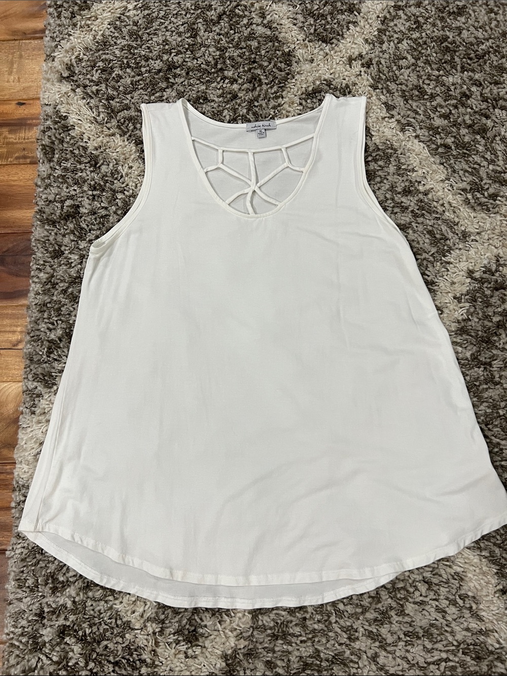 White Sleeveless Lattice-Front Tank Top - Classic Women's Top